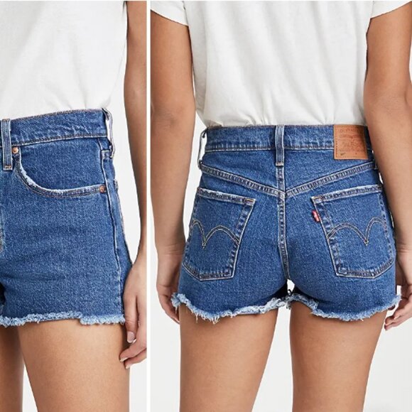 Levi’s original 501 in Explorer cutoff denim jean shorts 25 medium blue revolve - Picture 2 of 8